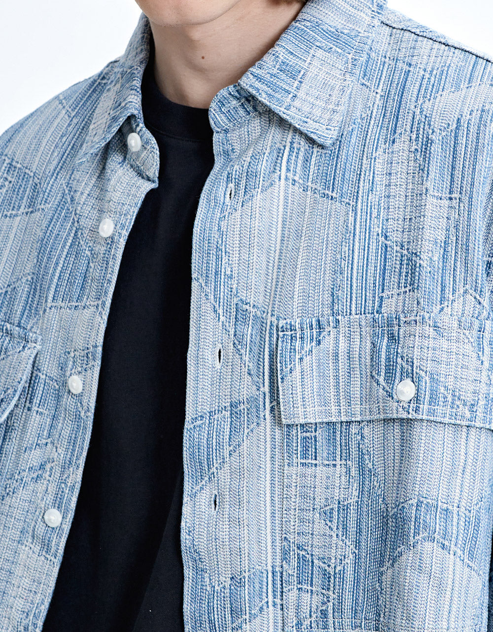 Geometric Print Denim Shirt
