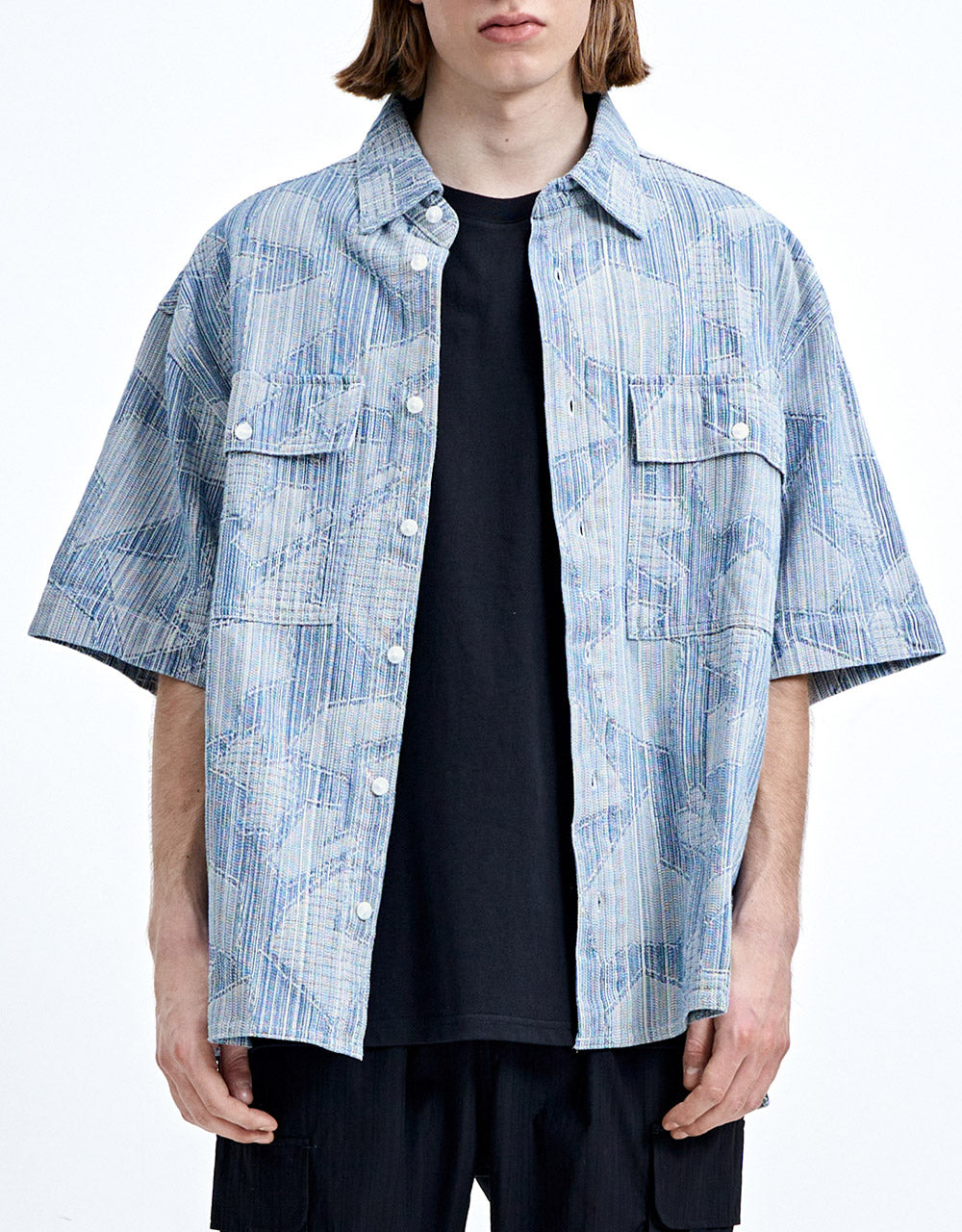 Geometric Print Denim Shirt