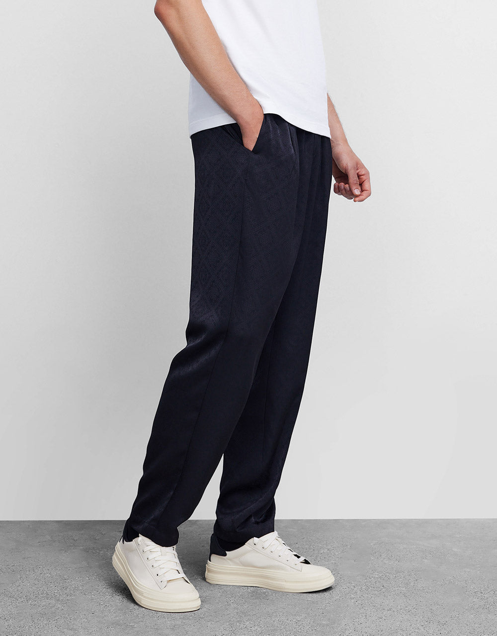 Jacquard Elastic Waist Pants