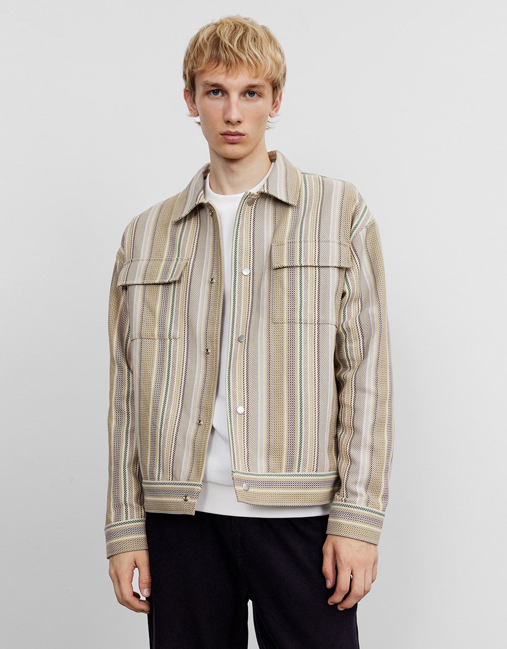 Flap Pocket Striped Jacket