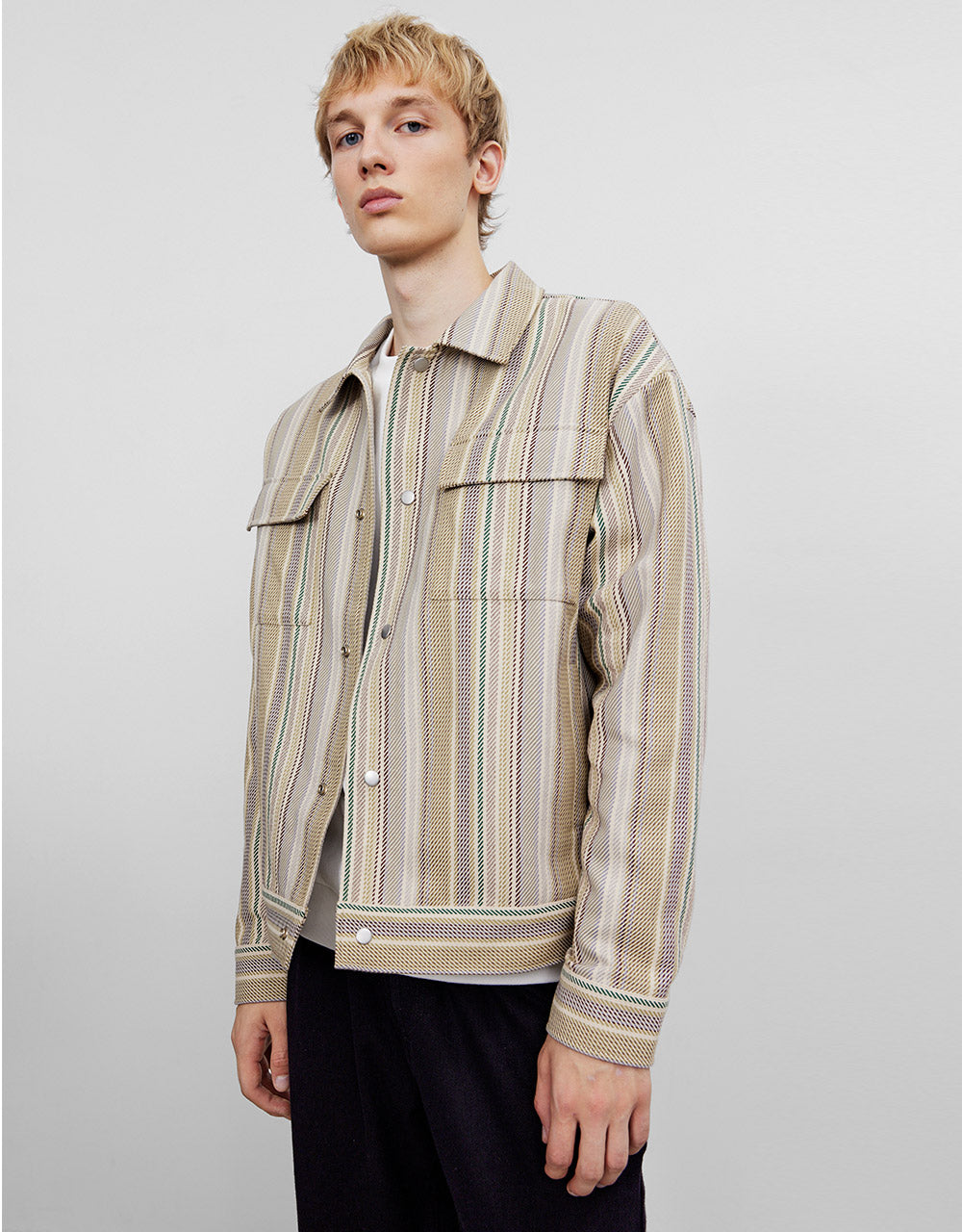 Flap Pocket Striped Jacket