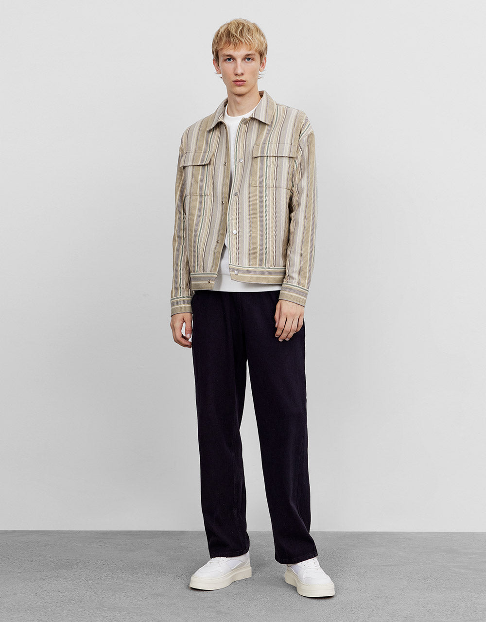 Flap Pocket Striped Jacket
