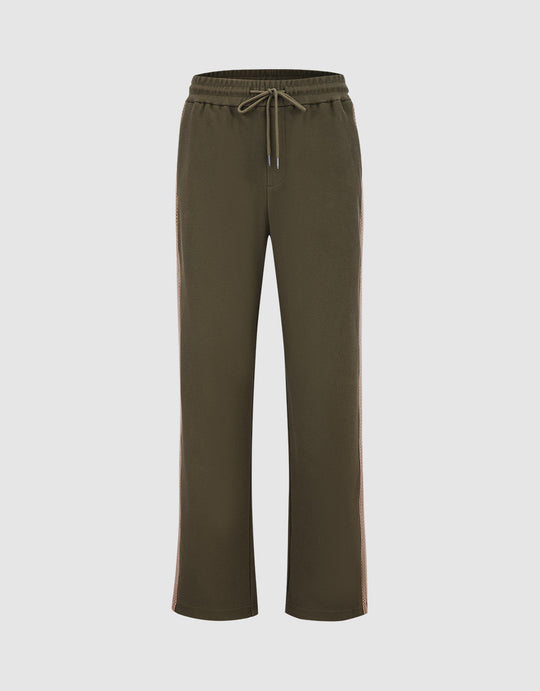 Contrast Trim Straight Pants