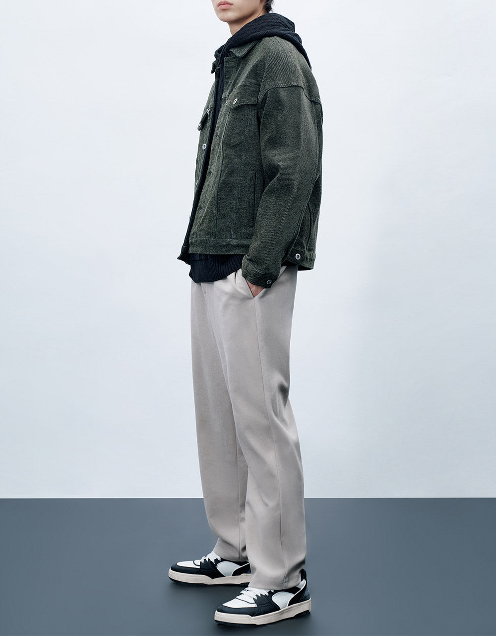 Elastic Waist Straight Pants