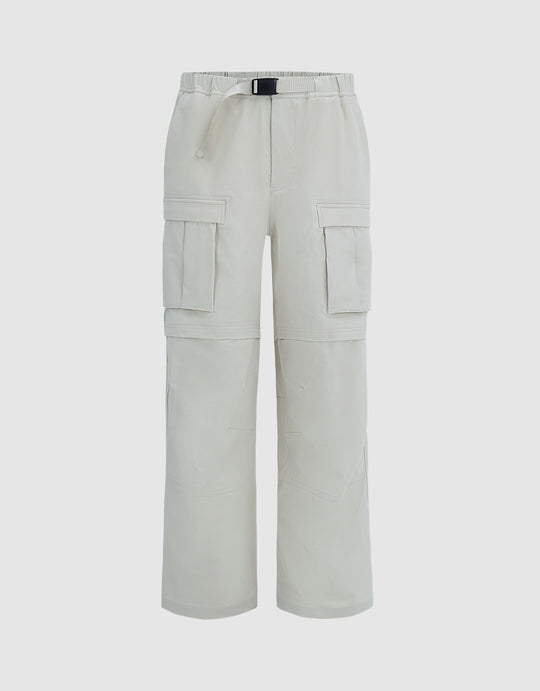 Utility Pocket Belted Straight Pants