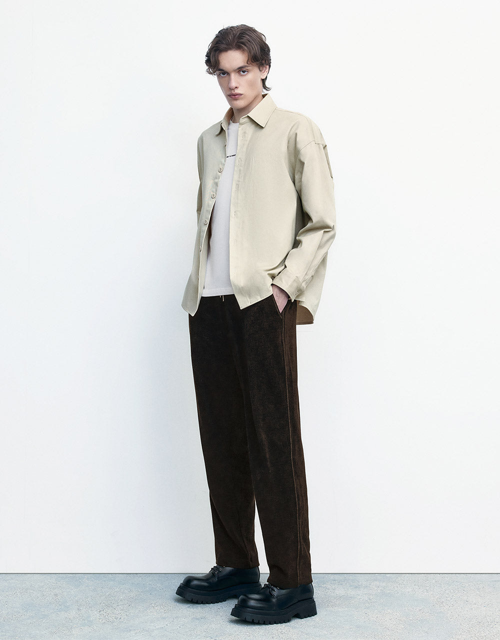 Elastic Waist Straight Pants