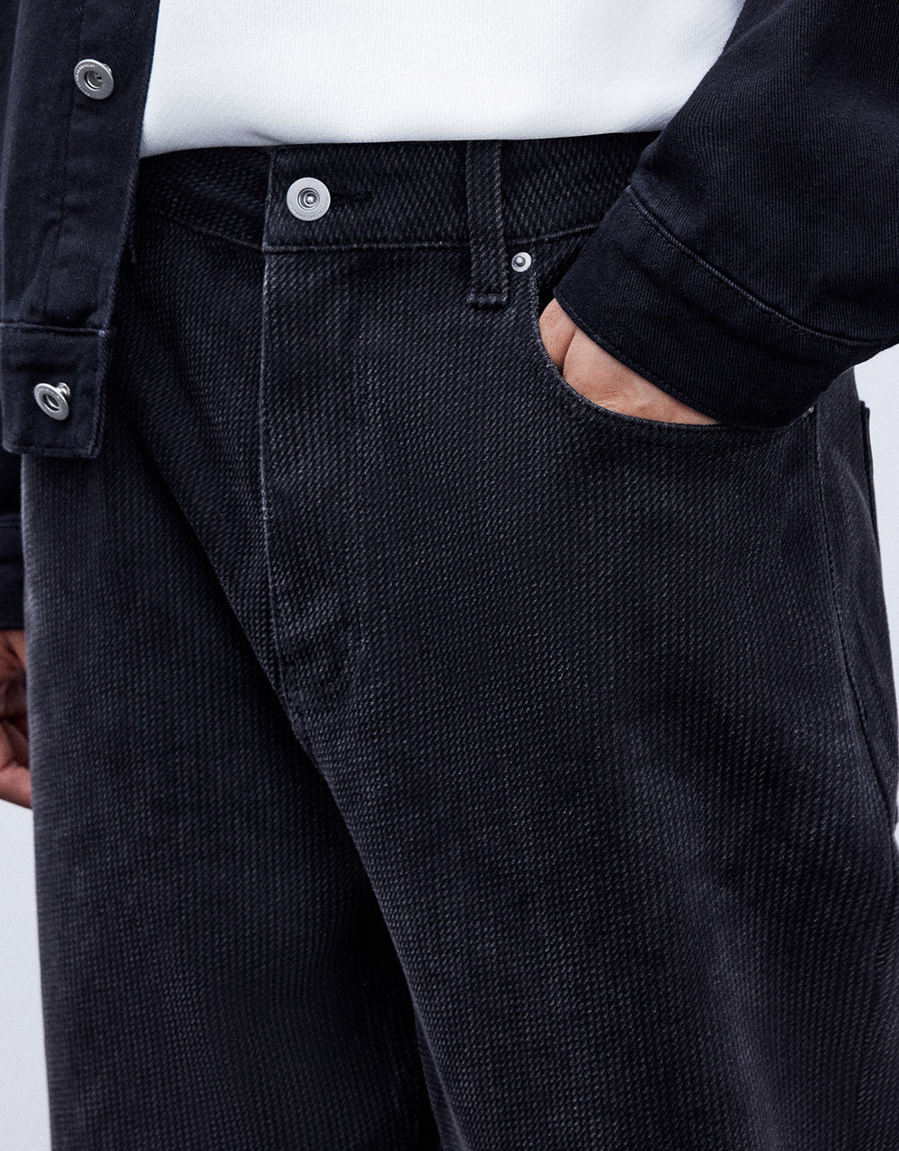 Textured Straight Jeans