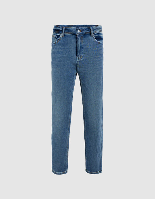 Mid Waist Straight Jeans