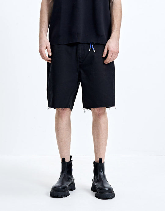 Denim Shorts With Lanyard