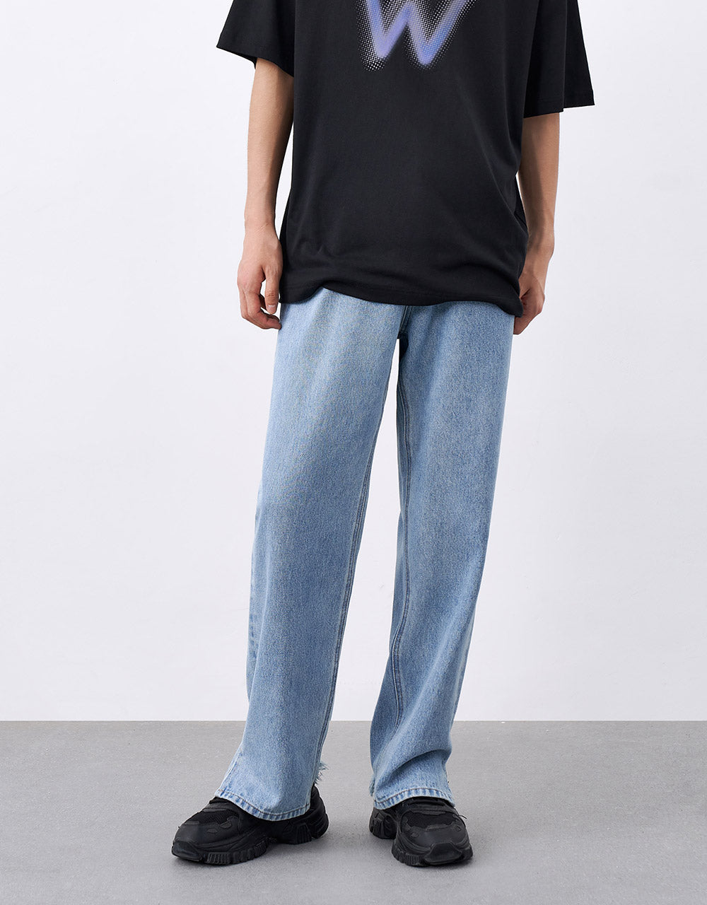 Straight Jeans With Side Slit