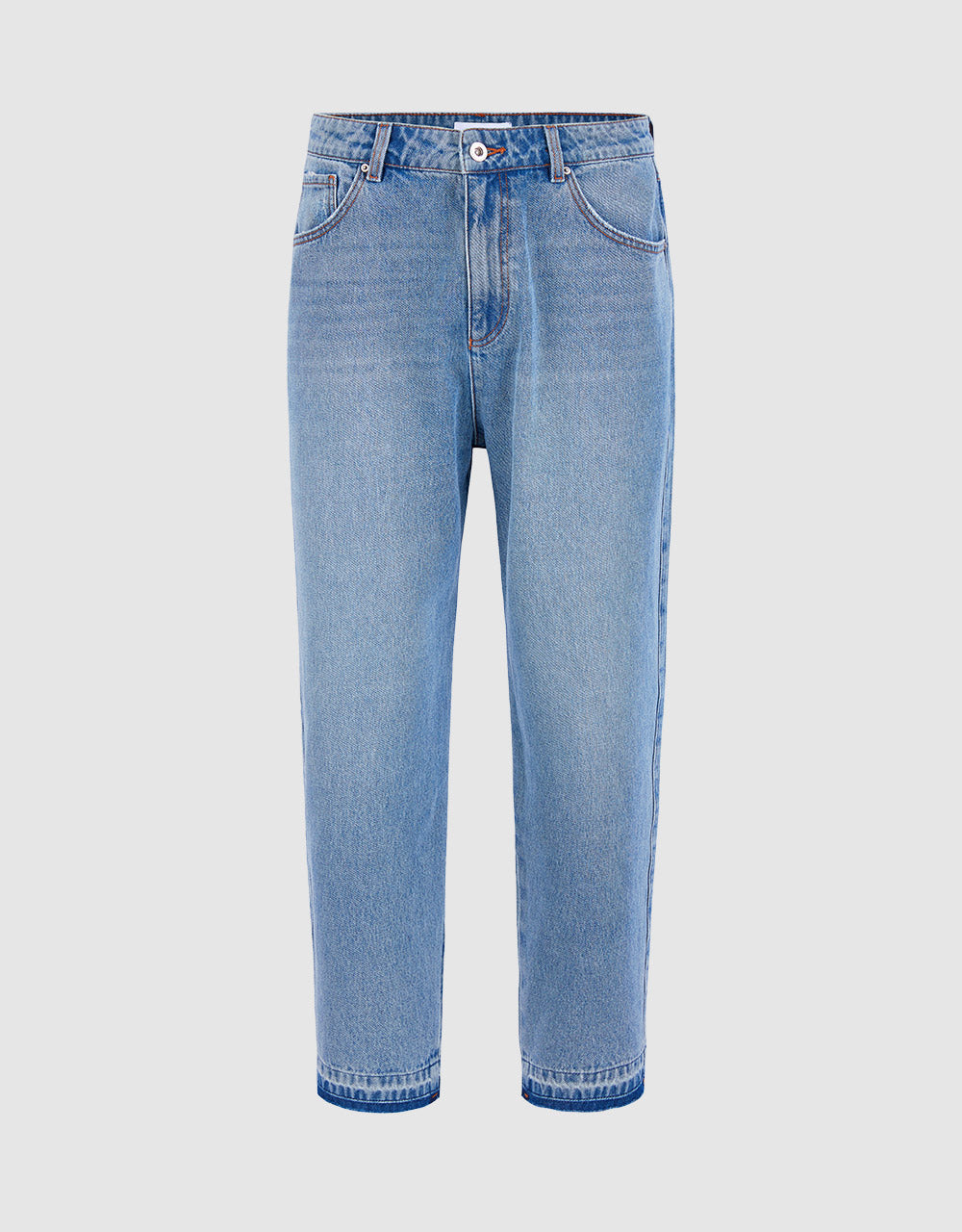 Frayed Hem Straight Jeans
