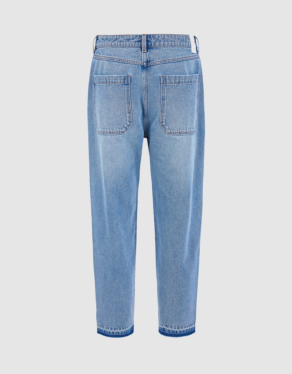 Frayed Hem Straight Jeans