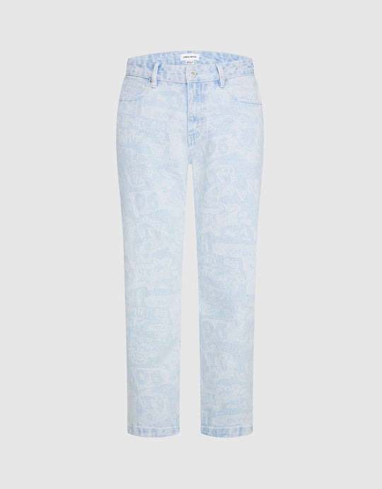 Printed Straight Leg Jeans