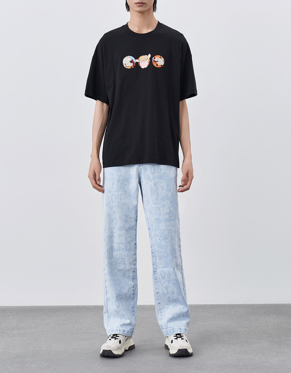 Printed Straight Leg Jeans