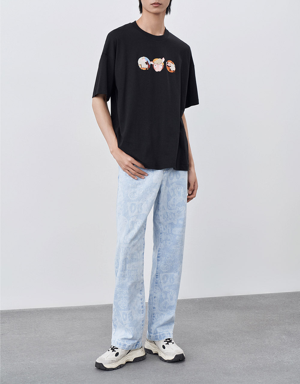 Printed Straight Leg Jeans