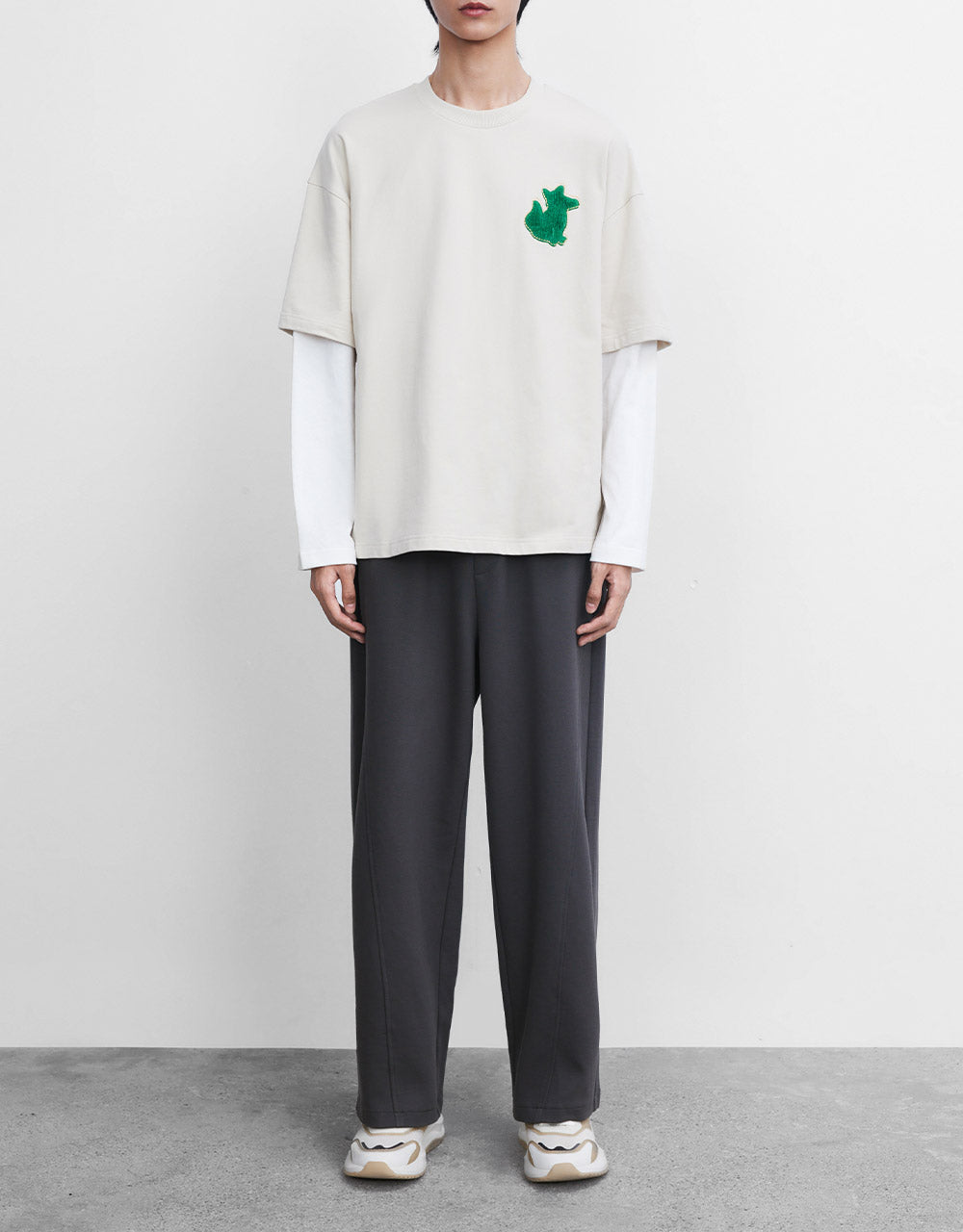 Elastic Wiast Straight Pants