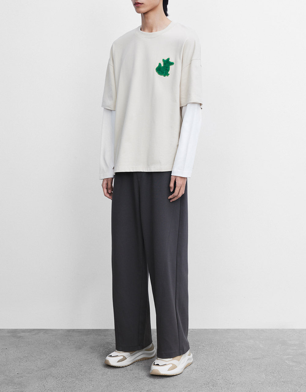 Elastic Wiast Straight Pants