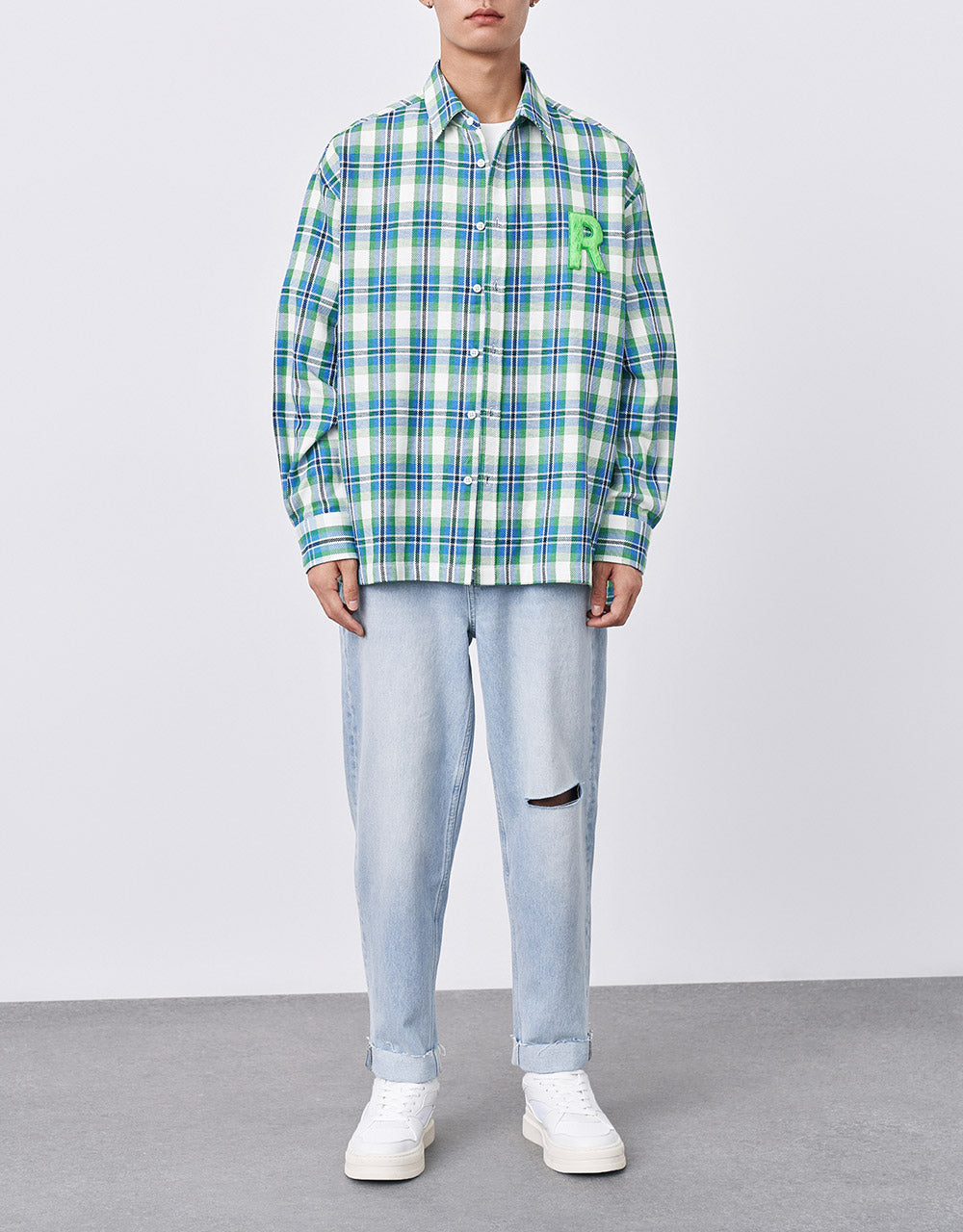 Roll Up Hem Ripped Jeans