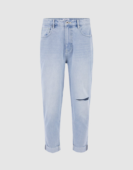 Roll Up Hem Ripped Jeans