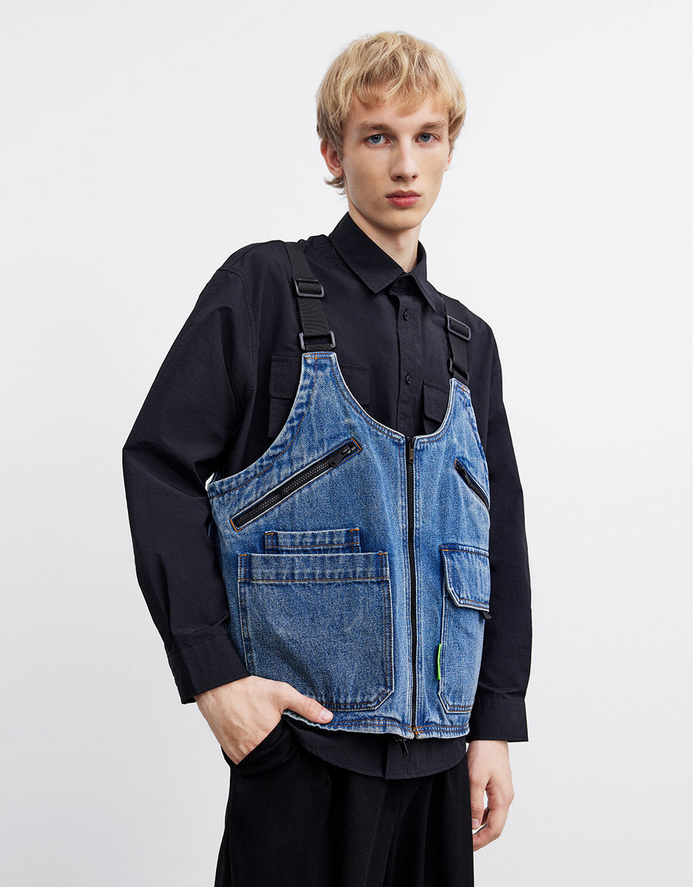 Utility Pocket Denim Vest