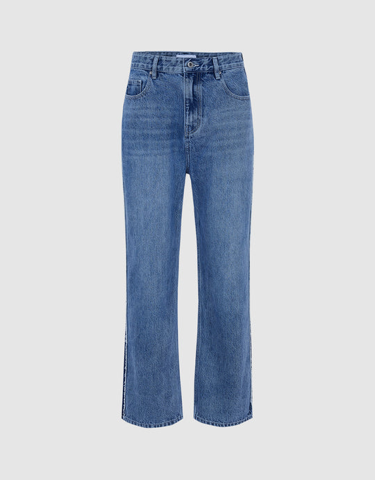 Raw Trim Straight Jeans