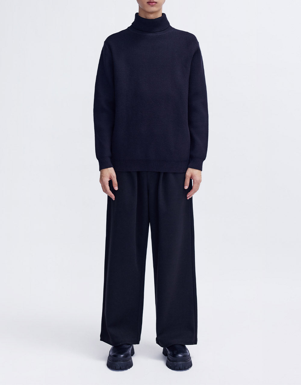 Elastic Waist Straight Pants