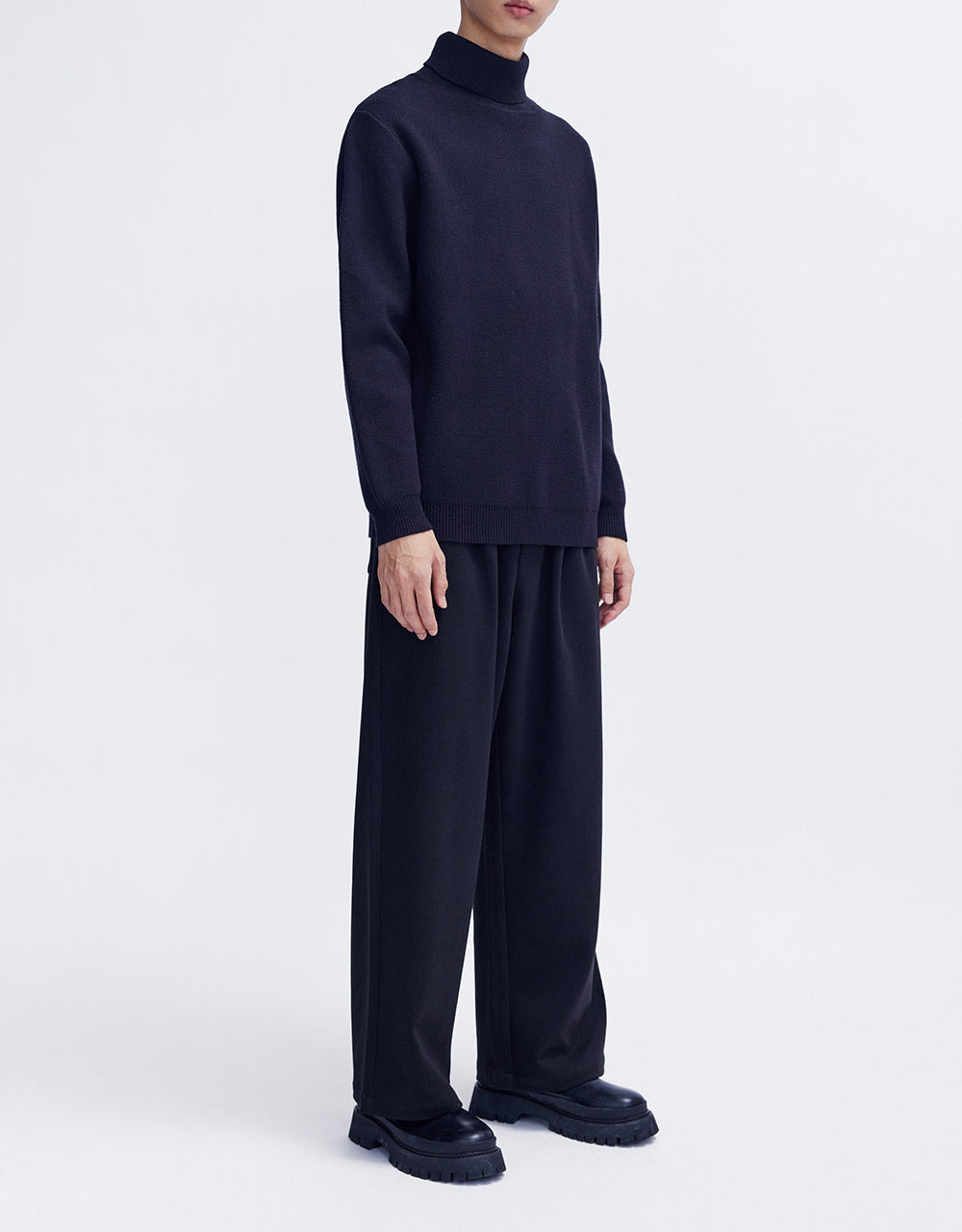 Elastic Waist Straight Pants