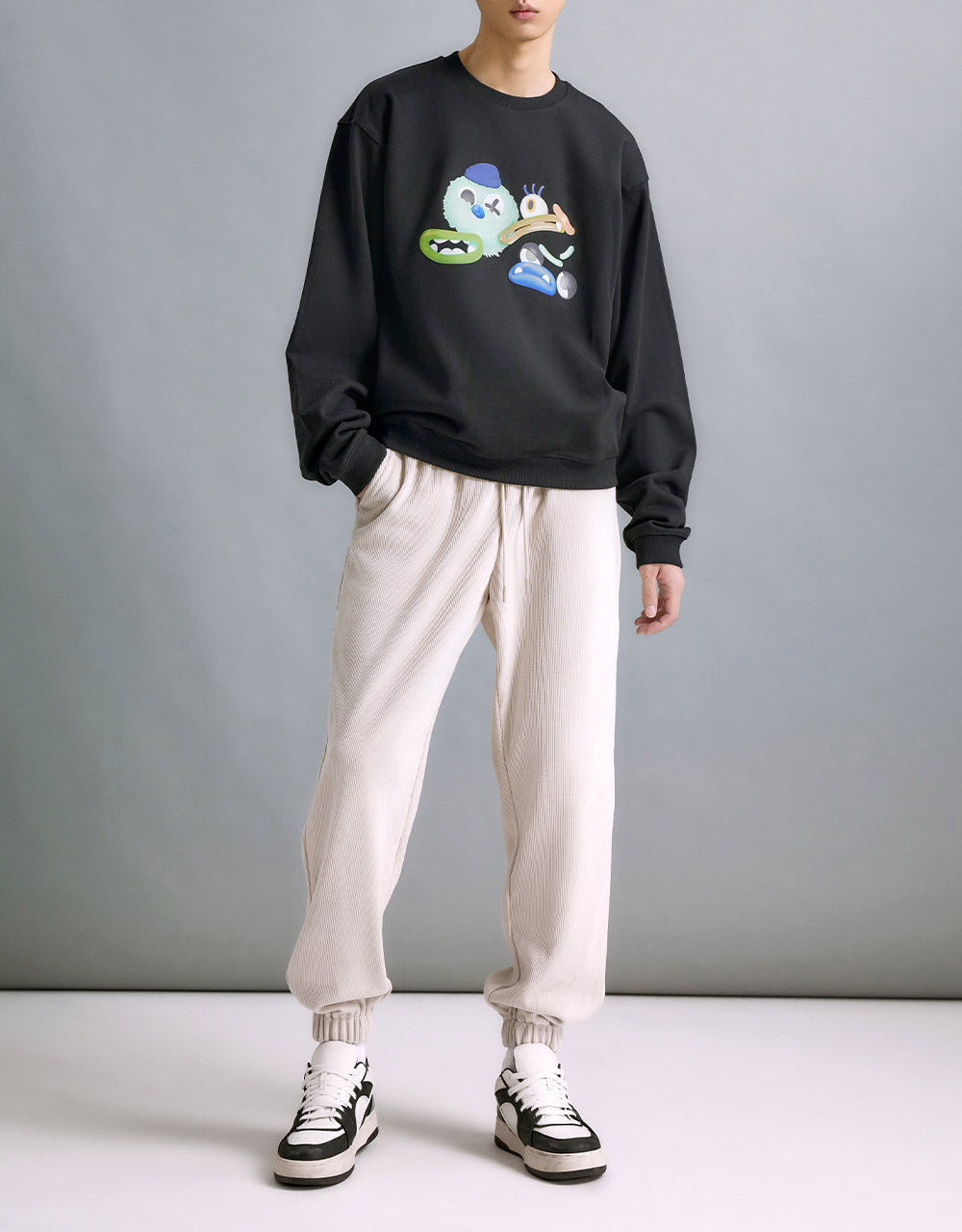 Elastic Waist Textured Jogger Pants