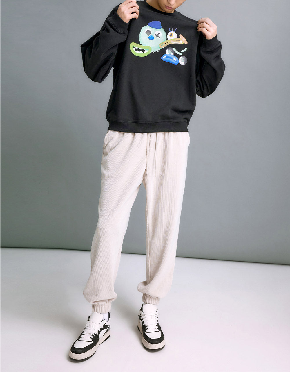 Elastic Waist Textured Jogger Pants