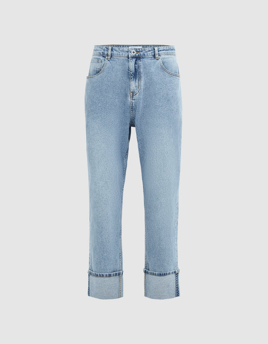 Roll Up Hem Mom Jeans