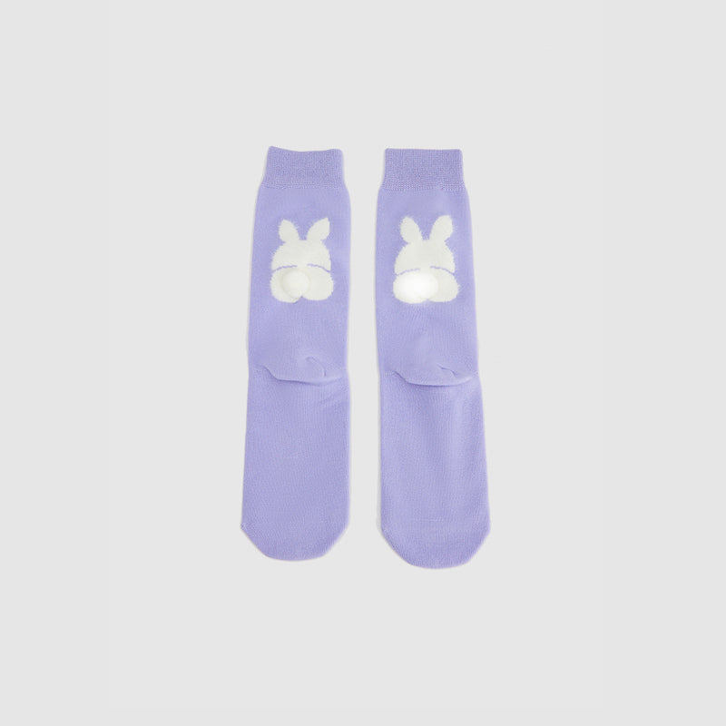 Bunny Pom Pom Décor Mid-Length Socks