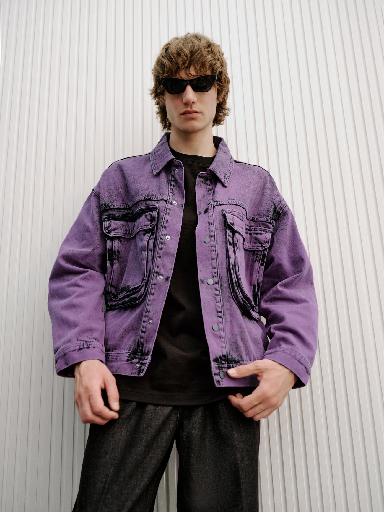 Square-cut Collar Denim Jacket