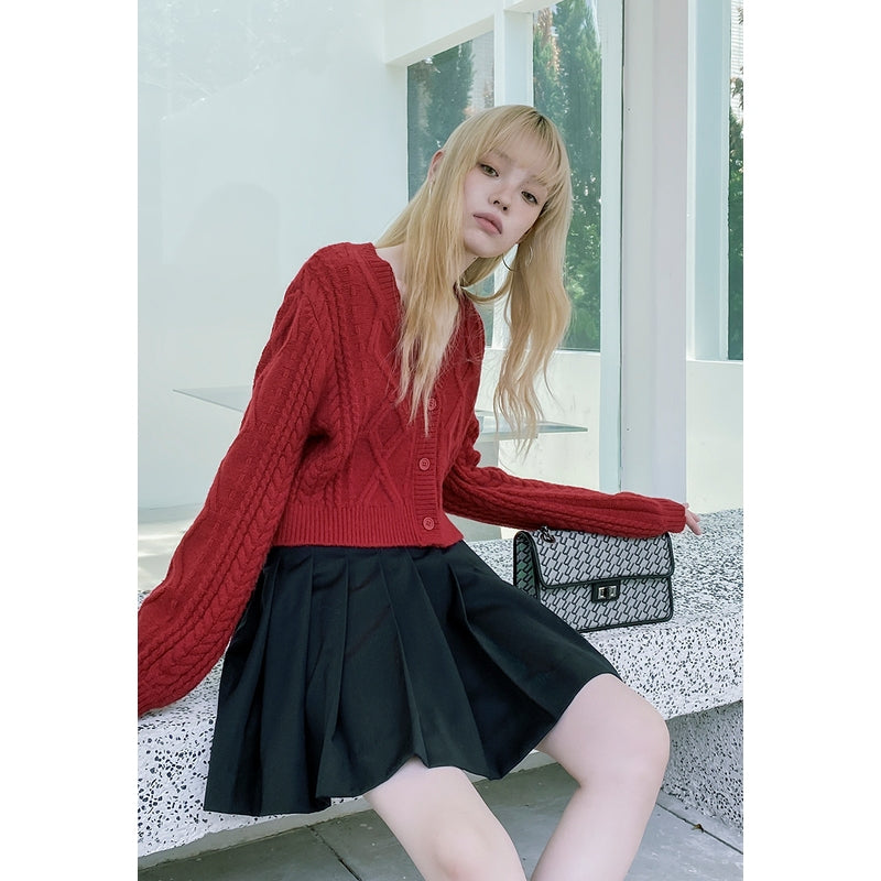 V Neck Crop Cardigan