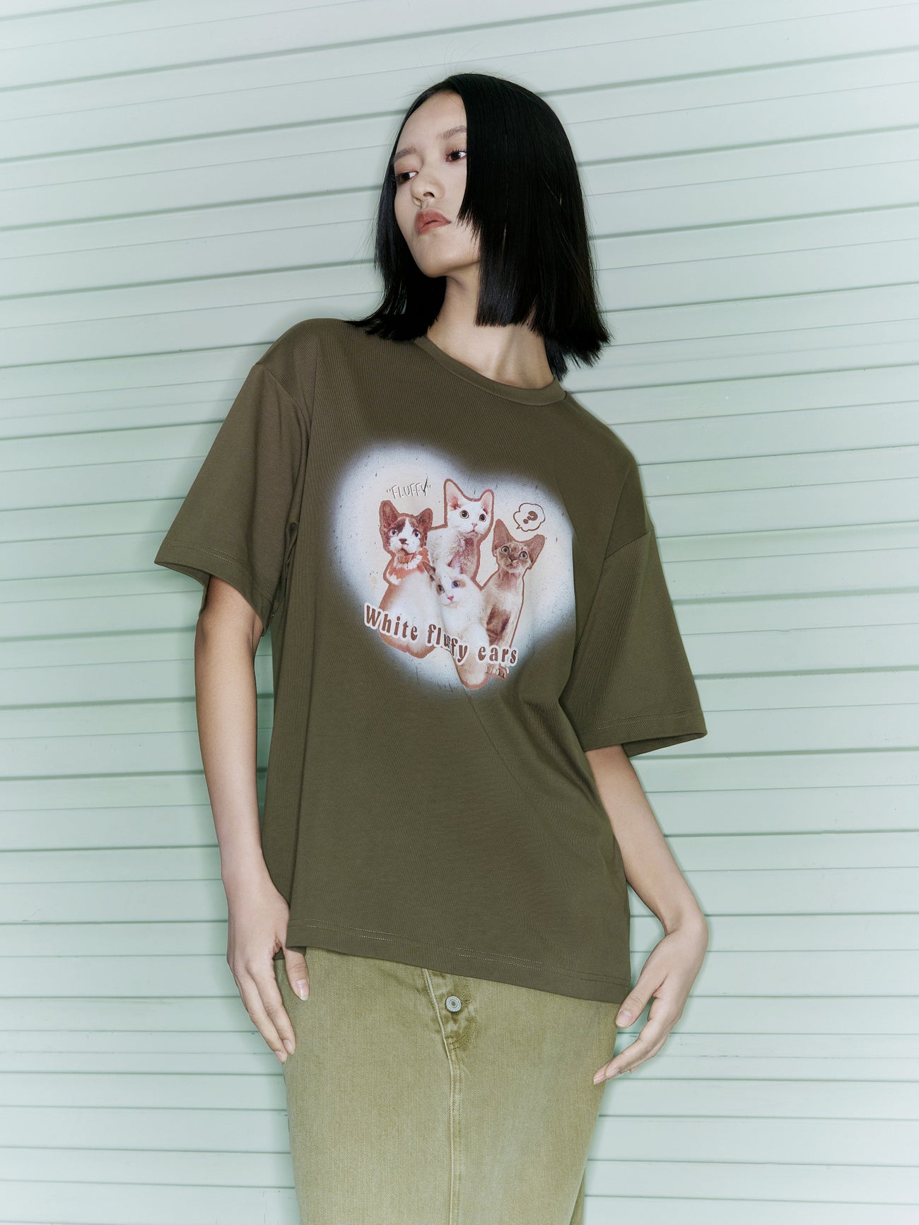 Cats Printed Crew Neck T-Shirt