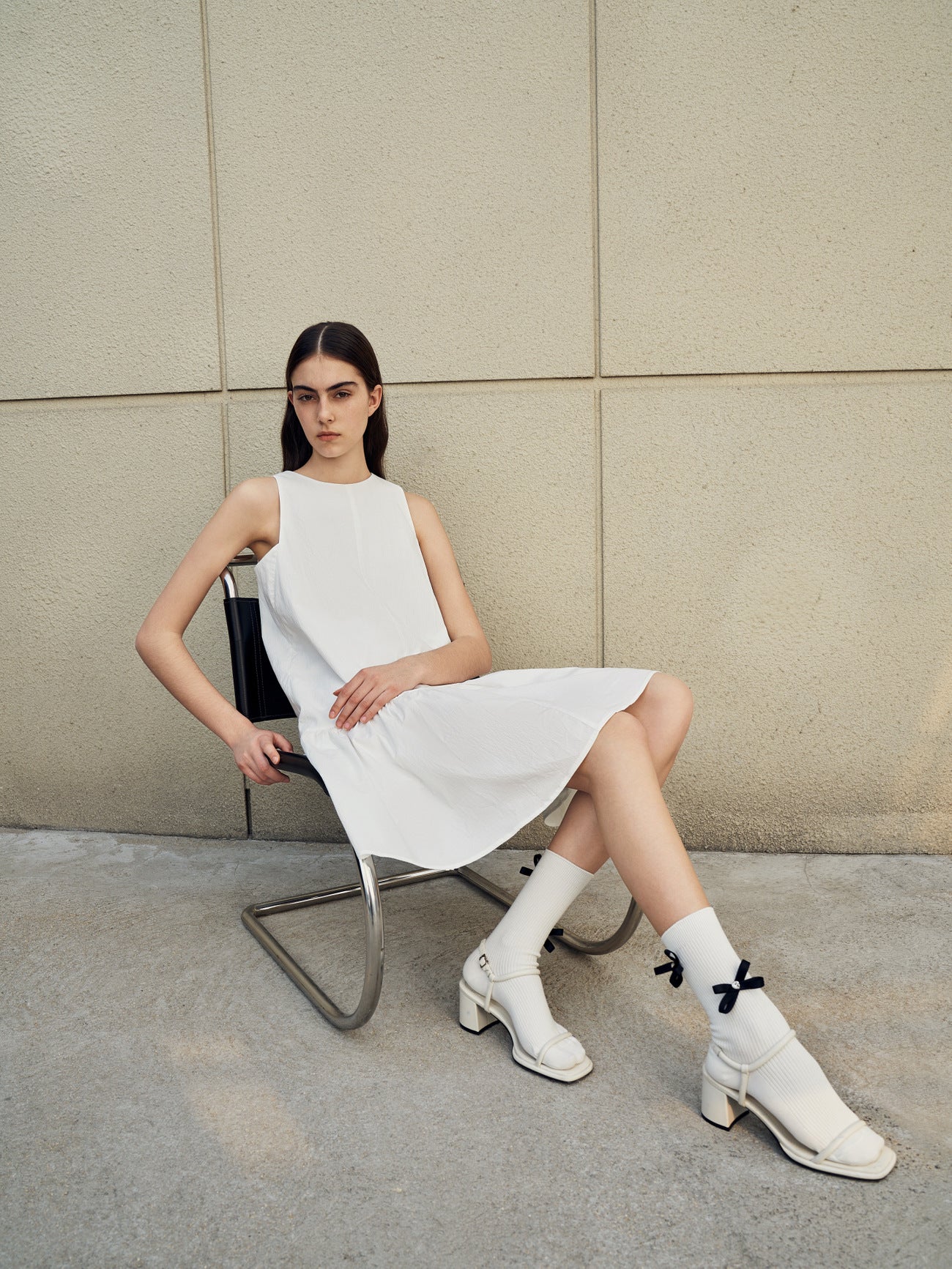 Sleeveless Crew Neck A-Line Dress