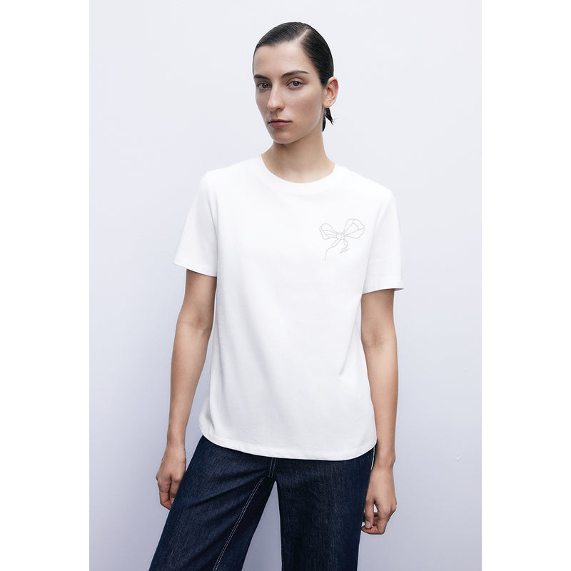 Bow Detail Crew Neck T-Shirt