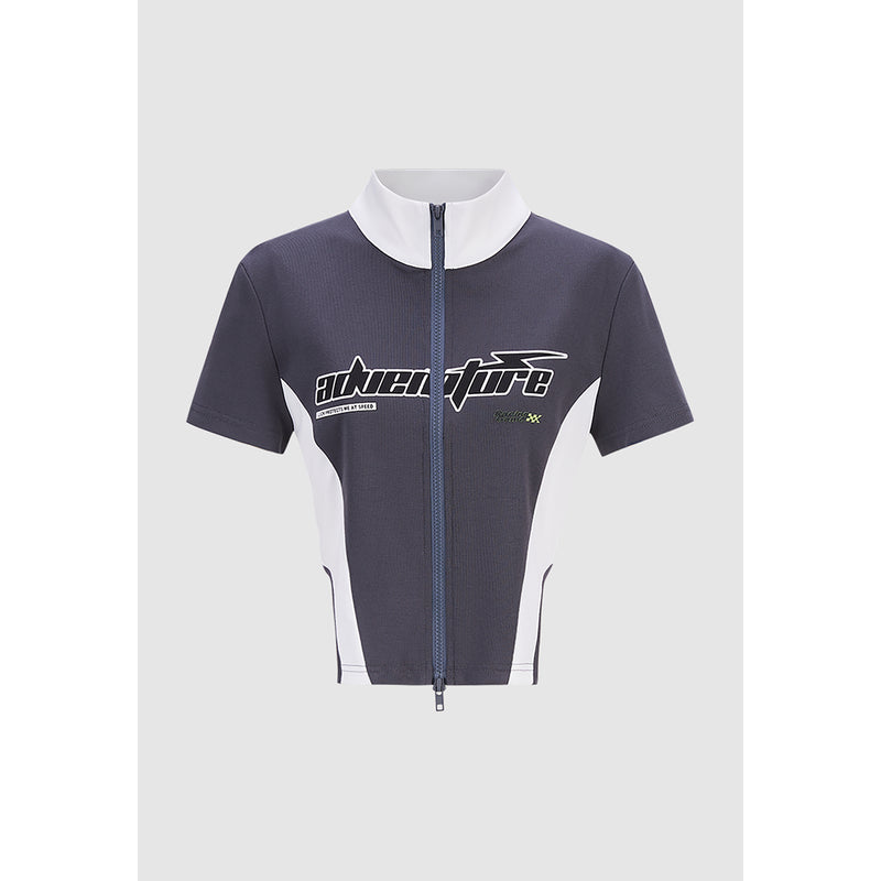 Contrast Zipper Front Shirt