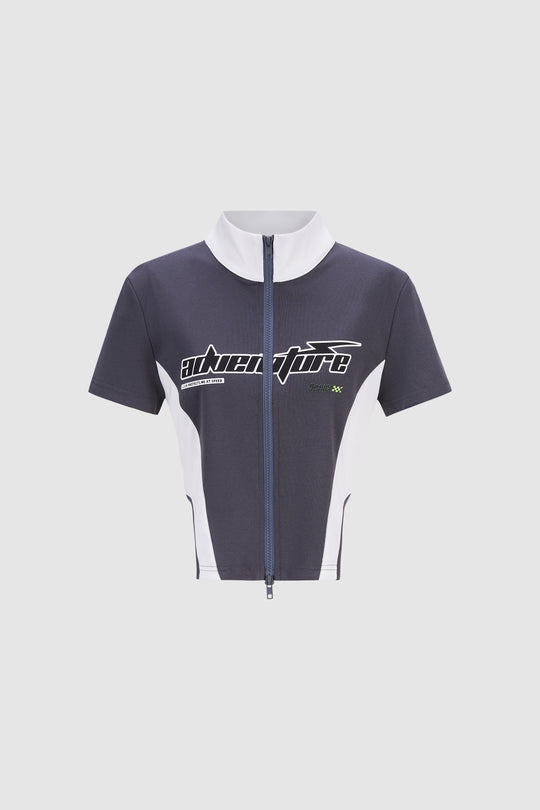 Contrast Zipper Front Shirt