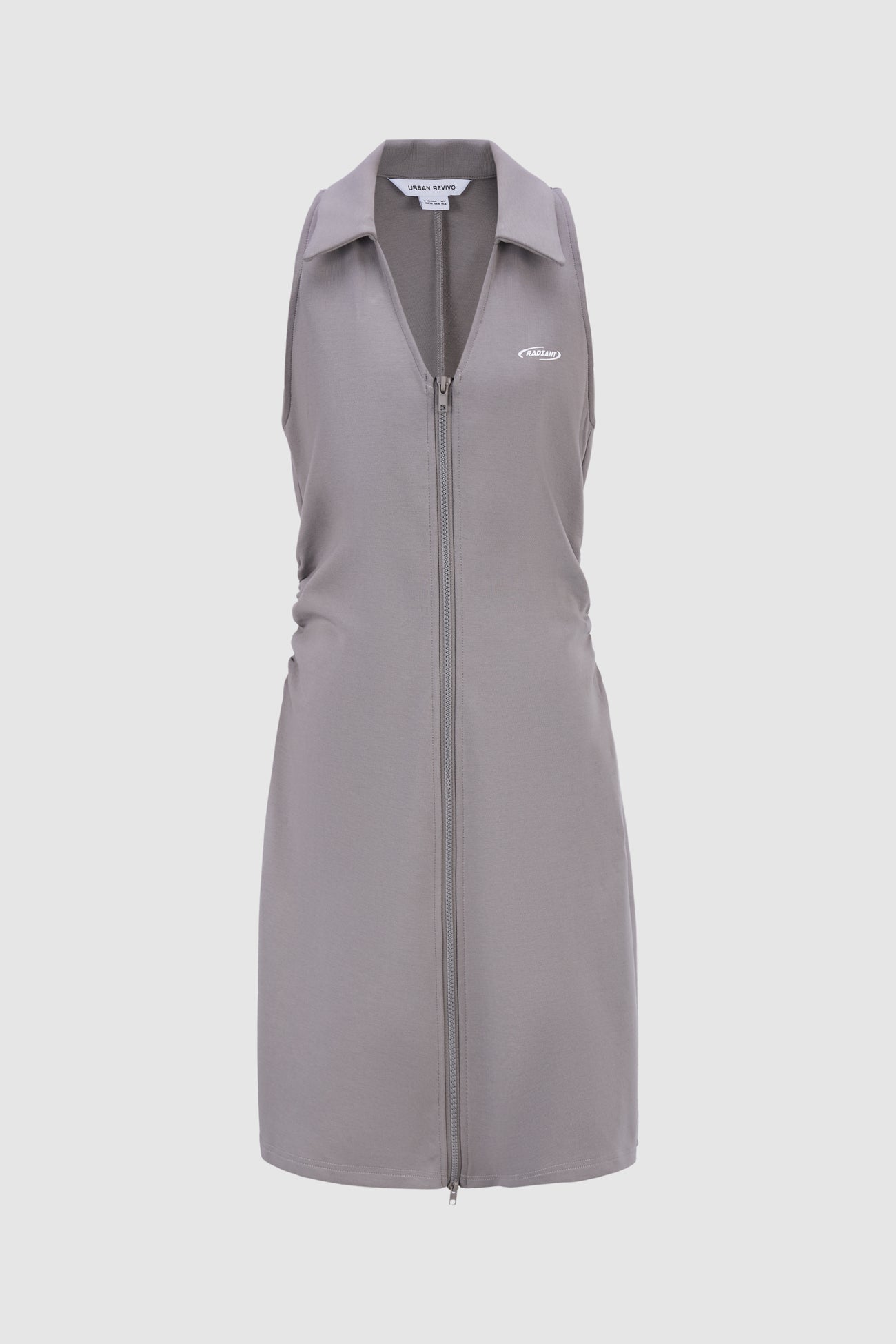 Zipper Front Sleeveless Skater Dress