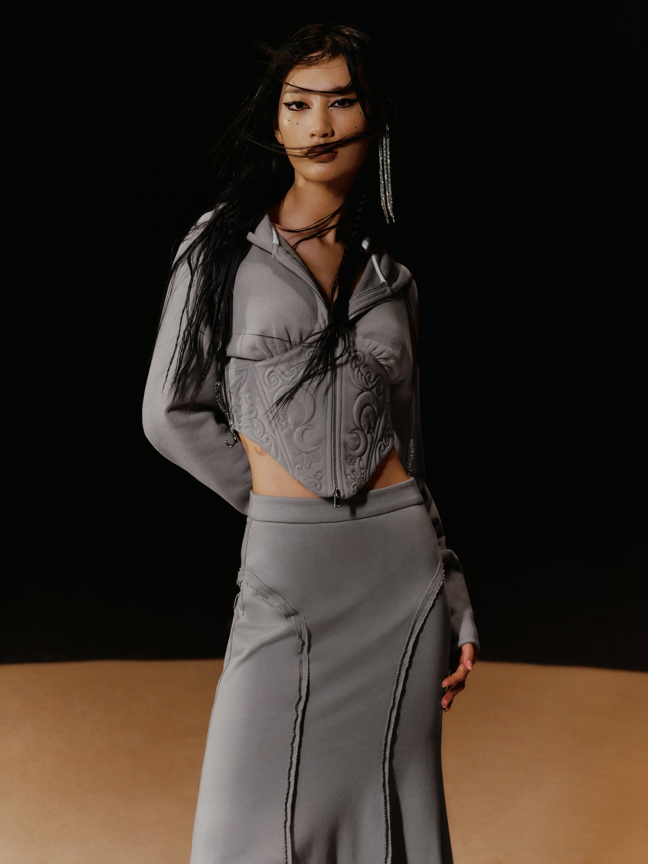 Corset Detail Jacket With Hood