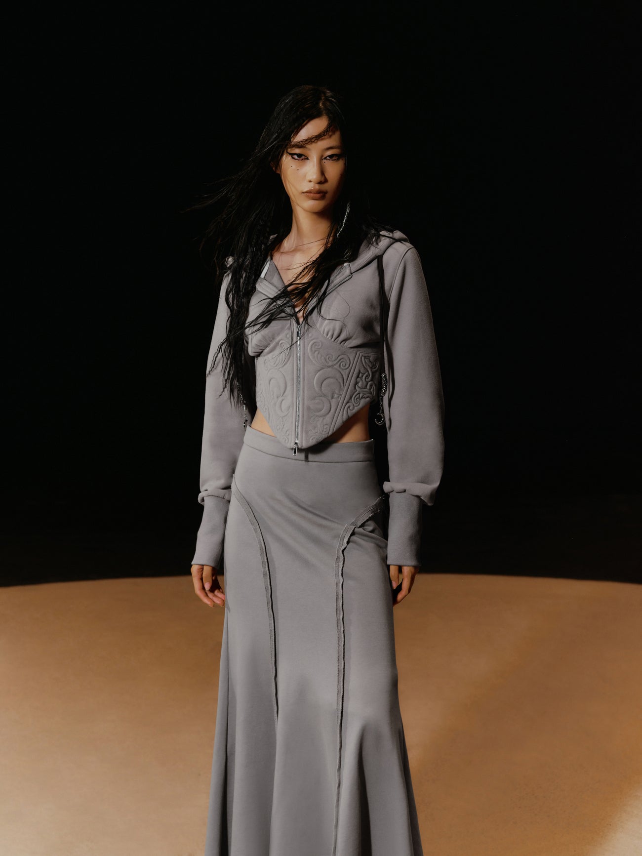 Corset Detail Jacket With Hood