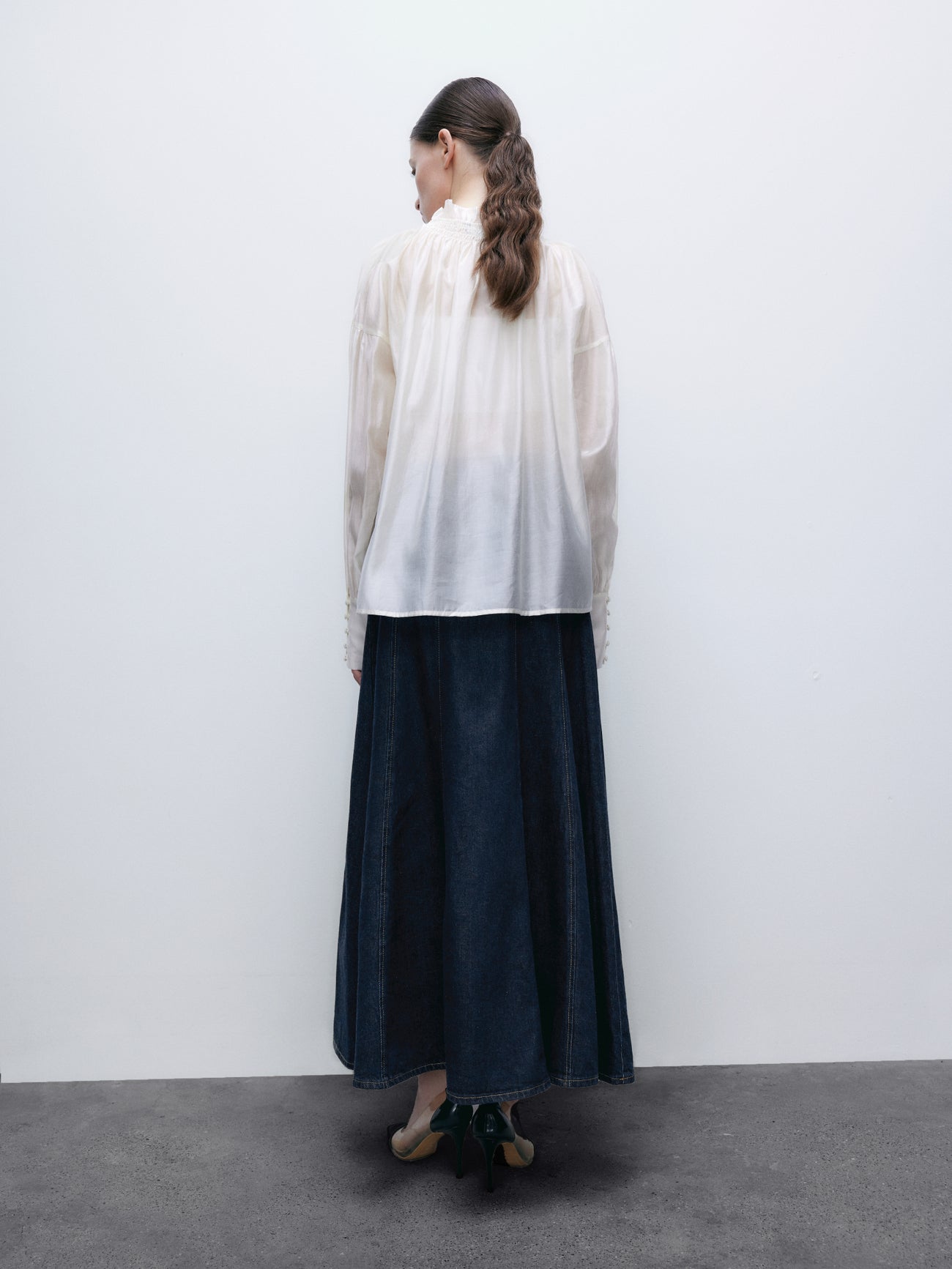 Midi A-Line Denim Skirt