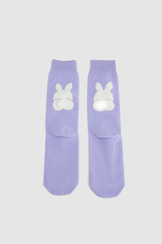 Bunny Pom Pom Décor Mid-Length Socks