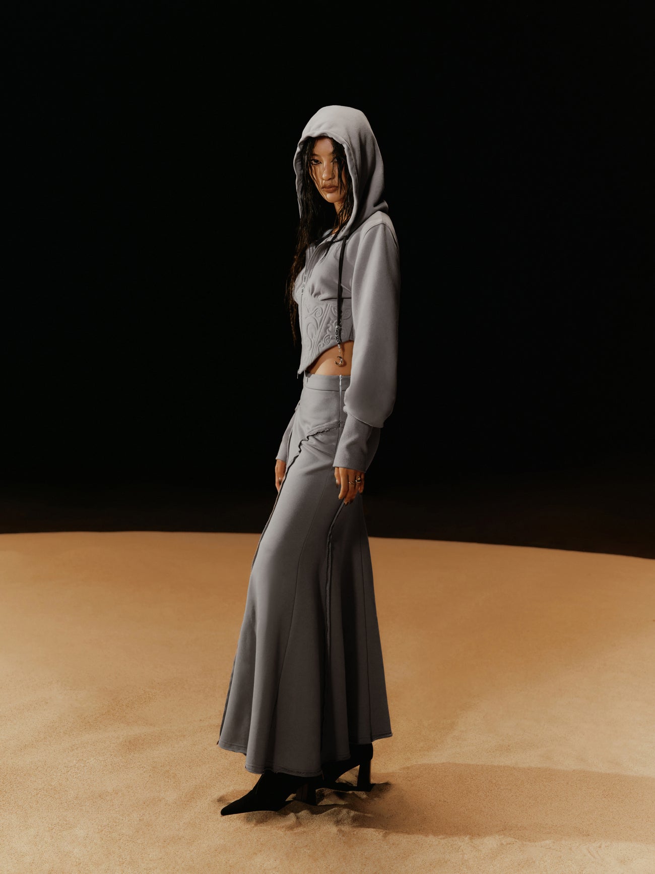 Corset Detail Jacket With Hood