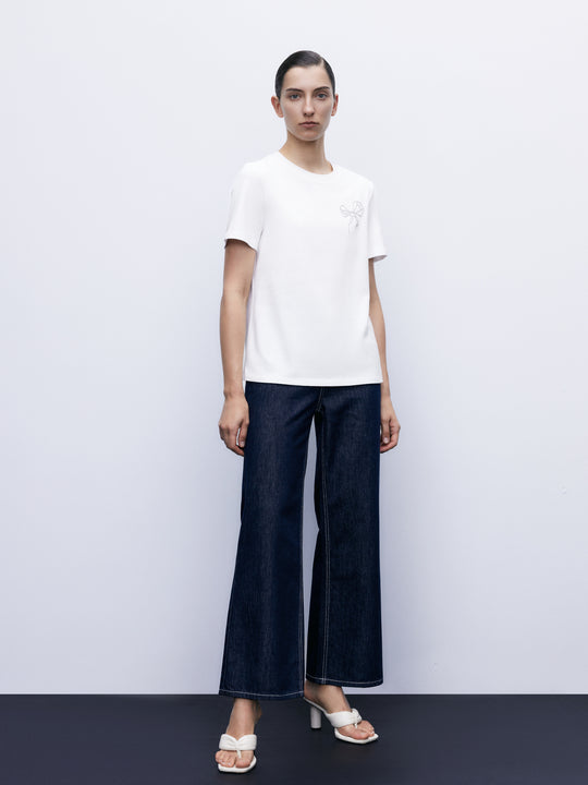 Bow Detail Crew Neck T-Shirt