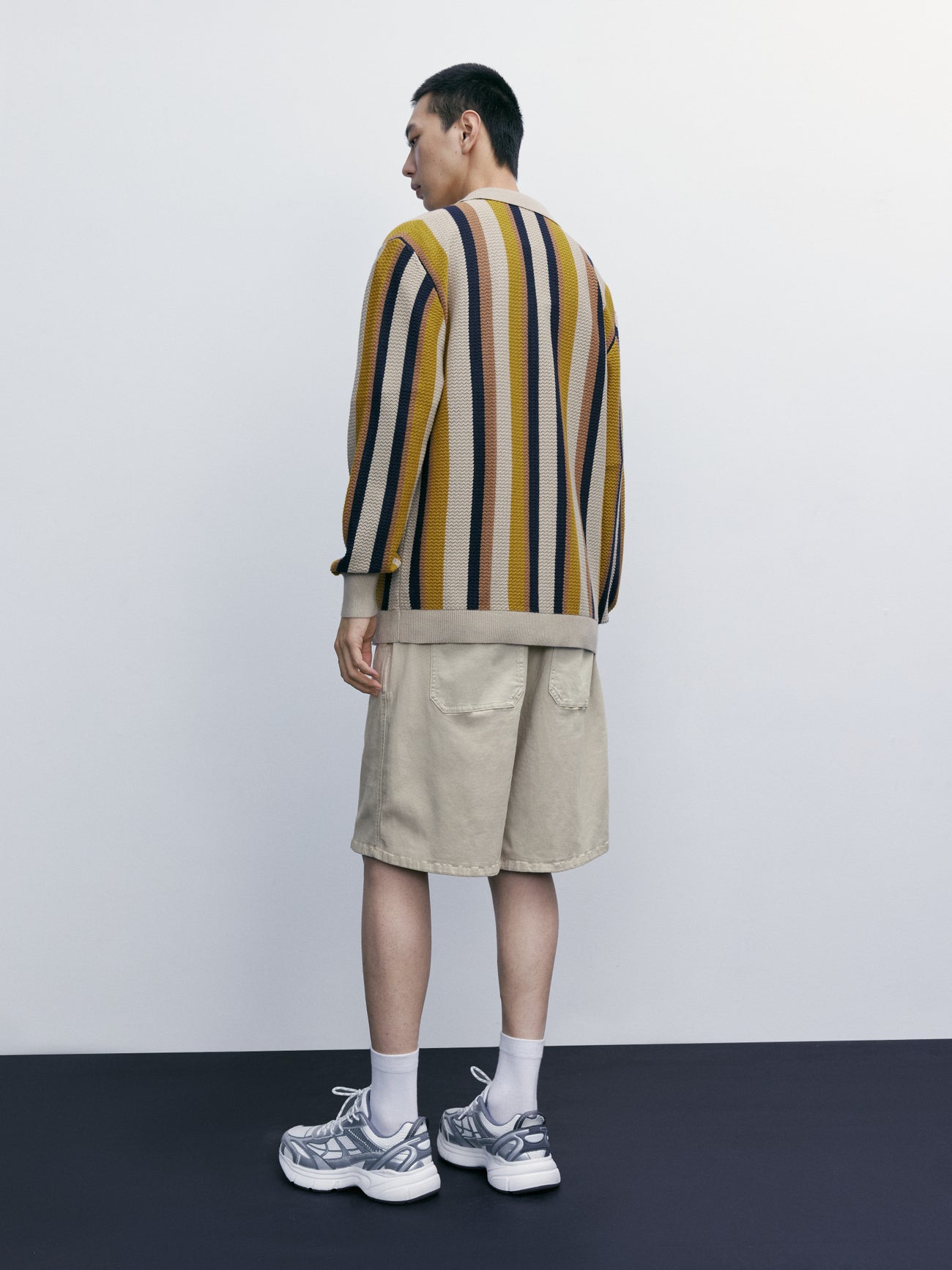 Stripe Polo Knit T-Shirt