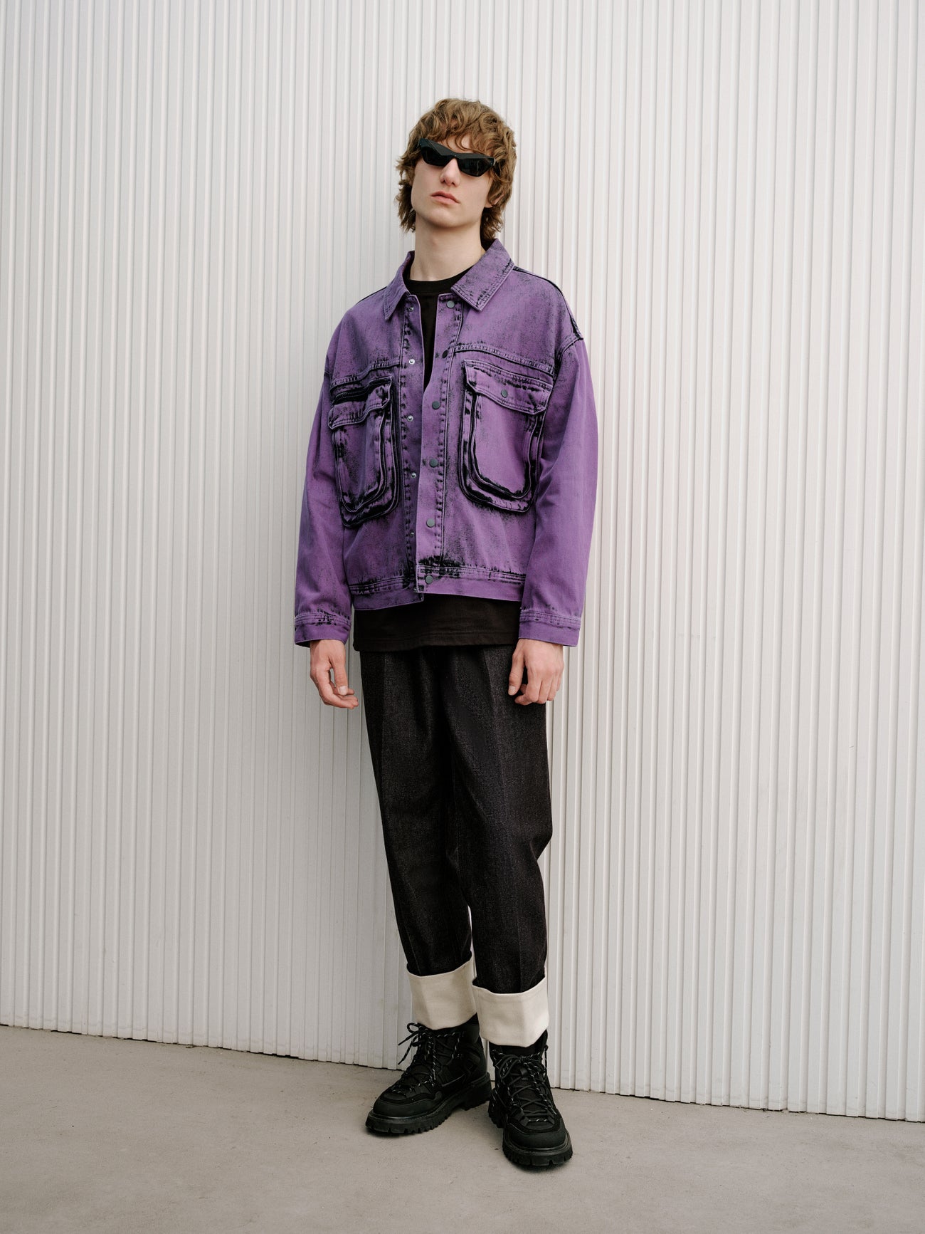 Square-cut Collar Denim Jacket