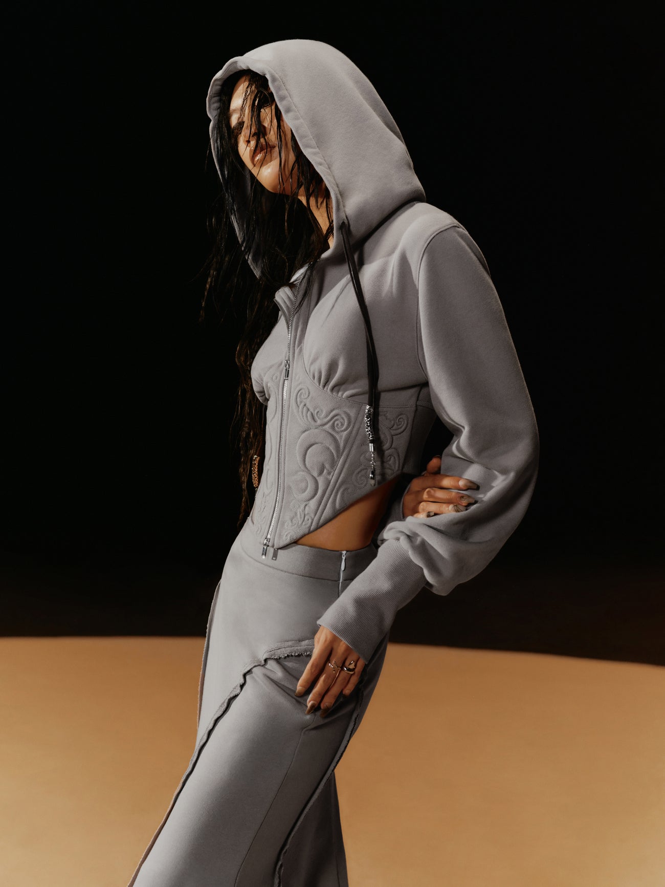 Corset Detail Jacket With Hood