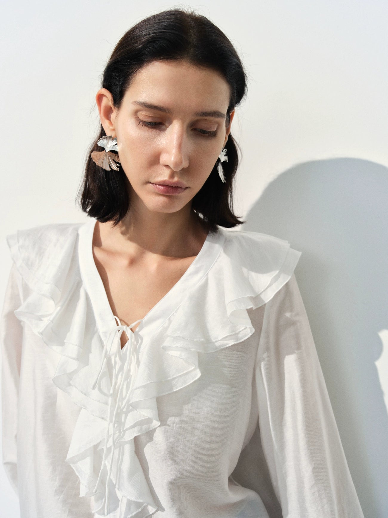 Ruffle Lapel Overhead Shirt