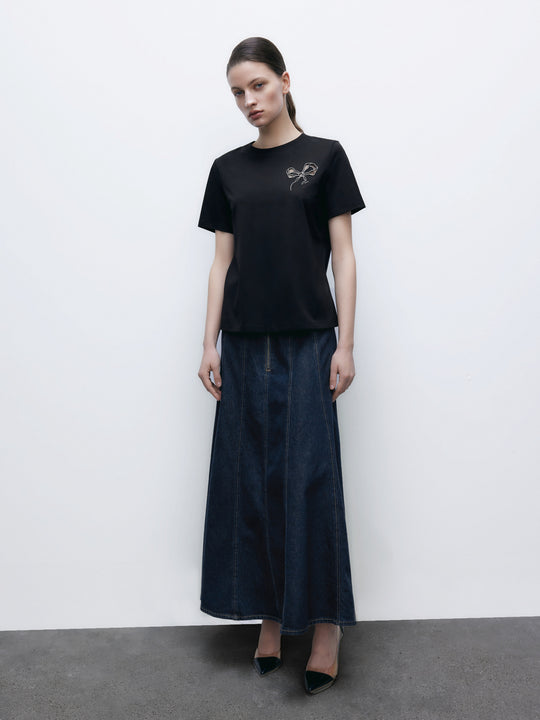 Bow Detail Crew Neck T-Shirt